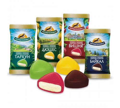 Леденцы с шипучей начинкой микс Черноголовка 120 гр