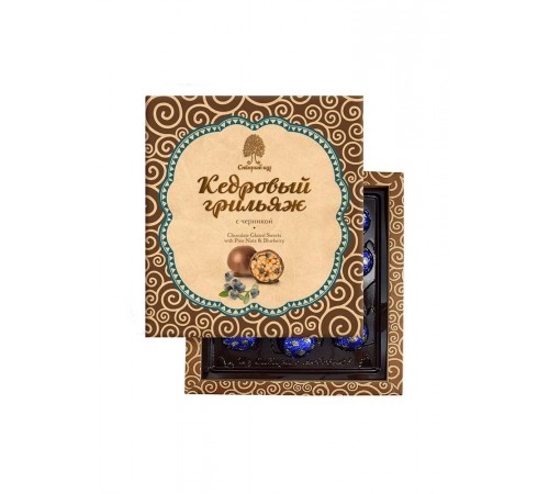 Конфеты Кедровый грильяж с черникой в шоколаде Сибирский Кедр 120 гр