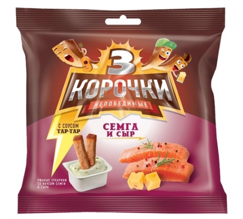 Сухарики Сыр семга+соус тар тар Кириешки 60 гр
