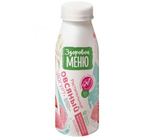 Йогурт овсяный клубничное мороженое Здоровое меню  330 гр
