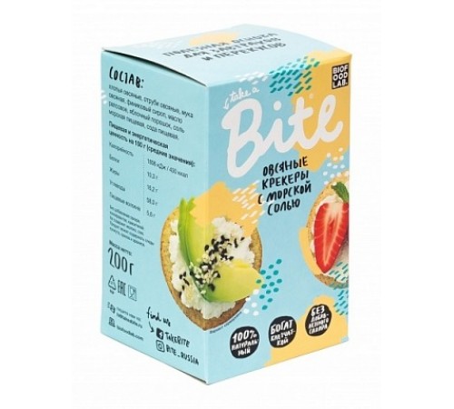 Крекеры овсяные с морской солью Take a Bite 200гр