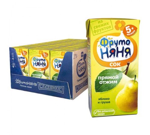 Сок яблоко и груша прямого отжима ФрутоНяня  0,2 л
