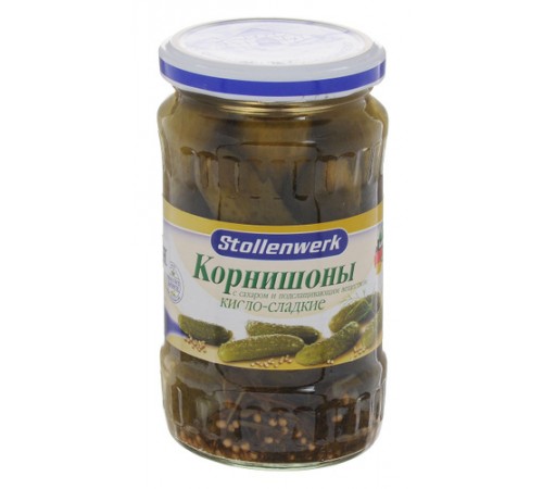 Корнишоны маринованные кисло-сладкие Stollenwerk 370 мл