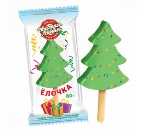 Мороженое Елочка пломбир ванильный Чистая Линия 80 гр
