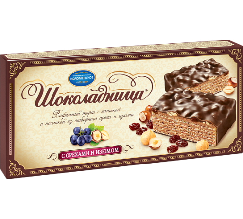 Торт вафельный с орехами и изюмом Шоколадница 240гр