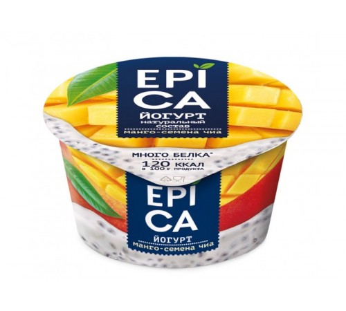 Йогурт Эпика 4,3% 130 гр манго-семена чиа
