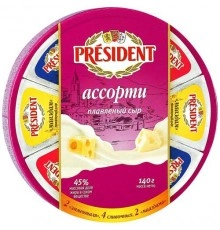 Сыр плавленый ассорти President 140 г 45%