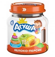 Пюре фруктовое яблоко-персик 2 штуки  Агуша 2*115 гр