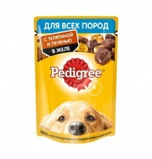 Корм для собак Телятина и  Печень в желе 85гр Pedigree