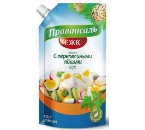 Майонез Провансаль с перепелинными яйцами ЕЖК 386гр 67% Майонез Провансаль с перепелинными яйцами ЕЖК 386гр 67%