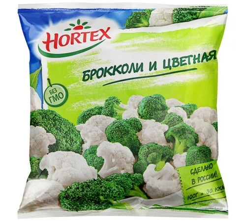 Смесь брокколи и цветная капуста замороженная Хортекс 400 гр Смесь брокколи и цветная капуста замороженная Хортекс 400 гр