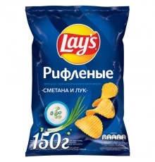 Чипсы картофельные Сметана и лук рифленые Лэйс 140 гр