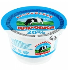 Сметанный продукт с заменителем молочного жира  Альпийская коровка 200 гр 20%