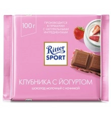 Шоколад молочный Клубника с йогуртом Риттер спорт 100г