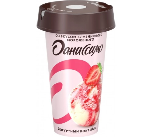 Коктейль йогуртный Клубничное мороженое Даниссимо 190гр Коктейль йогуртный Клубничное мороженое Даниссимо 190гр