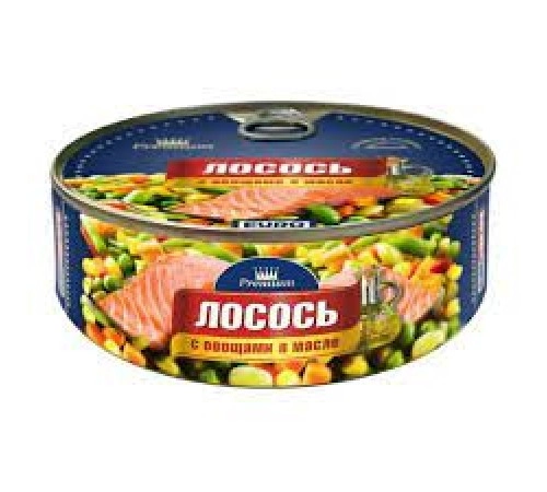 Лосось с овощами в масле Премиум 230гр Лосось с овощами в масле Премиум 230гр