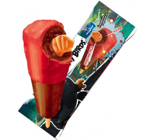 Мороженое Фруктовый лед кола с мармеладом в цветной глазури Angry Birds 60г