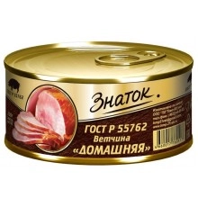 Ветчина домашняя ж/б Знаток 230гр