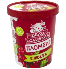 Мороженое Пломбир с клюквой ведро Дело в сливках 410г