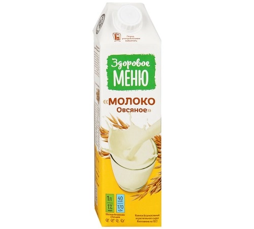 Молоко овсяное Здоровое Меню 1л 1%