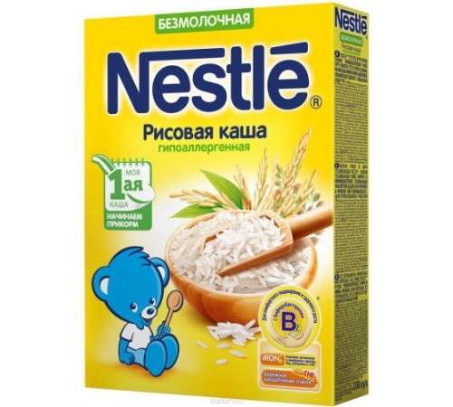Каша рисовая безмолочная гипоаллергенная NESTLE 200гр Каша рисовая безмолочная гипоаллергенная NESTLE 200гр