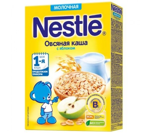 Каша овсяная молочная с яблоком NESTLE 220гр Каша овсяная молочная с яблоком NESTLE 220гр