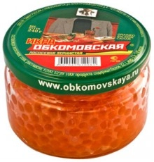 Икра красная лососевая стеклянная банка Обкомовская 95гр