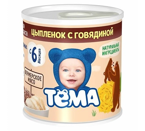 Пюре мясное цыпленок с говядиной Тёма 90г Пюре мясное цыпленок с говядиной Тёма 90г