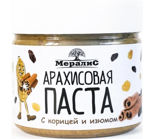 Паста арахисовая с корицей и изюмом Мералис 300гр Паста арахисовая с корицей и изюмом Мералис 300гр