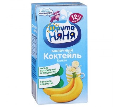 Коктейль молочный банан ФрутоНяня 200гр 2,1%