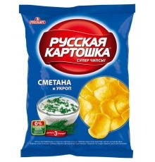 Чипсы картофельные Сметана и укроп Русская Картошка 80 гр