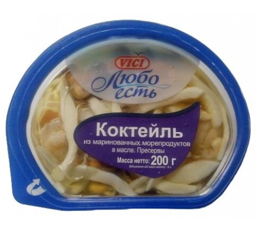 Коктейль из морепродуктов маринованых в масле Vici 200 гр