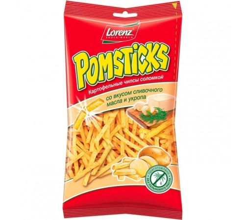 Чипсы соломкой сливочное масло и укроп Pomsticks 100 гр