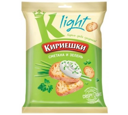 Сухарики сметана с зеленью пшеничные Кириешки Light 33 гр