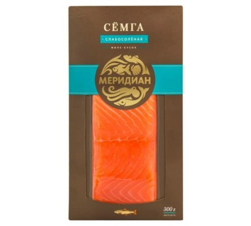 Семга филе-кусок слабосоленая Меридиан 300 гр Семга филе-кусок слабосоленая Меридиан 300 гр