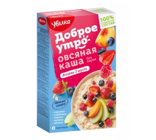 Каша овсяная Ассорти в пакетиках Увелка 5*40гр Каша овсяная Ассорти в пакетиках Увелка 5*40гр