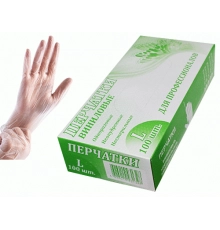 Перчатки виниловые черные размер L 100 пар