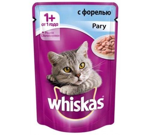 Корм для кошек рагу форель Вискас 85 гр Корм для кошек рагу форель Вискас 85 гр