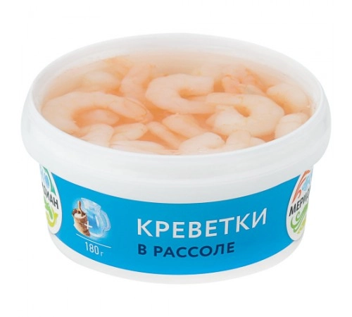 Креветки очищенные в рассоле Меридиан 180 гр Креветки очищенные в рассоле Меридиан 180 гр