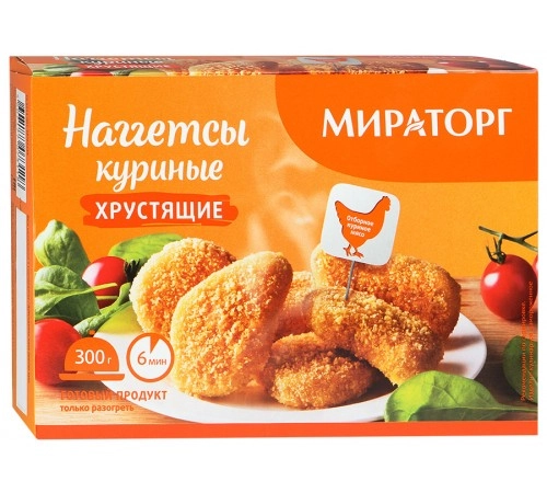 Наггетсы куриные хрустящие замороженные Мираторг 300г