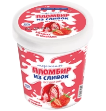 Мороженое Пломбир из сливок с клубничным наполнителем Башкирское 400гр