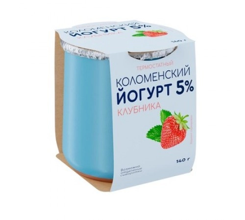 Йогурт термостатный Клубника Коломенский 140гр 5% Йогурт термостатный Клубника Коломенский 140гр 5%