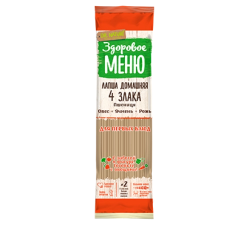 Макароны Лапша домашняя 4 злака Здоровое меню 450 гр