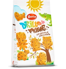 Печенье Drillo & Friends зверушки с капельками шоколада DORIA 350г