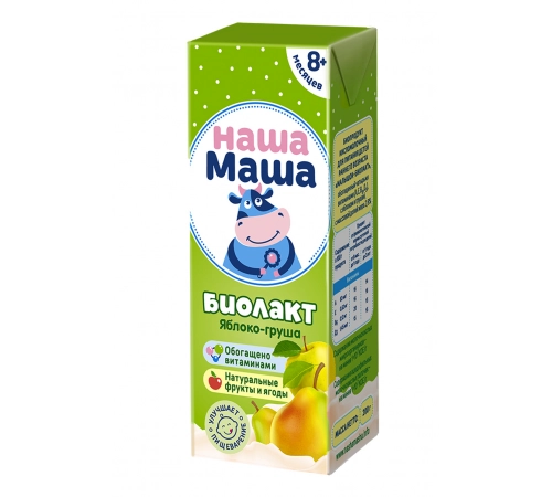 Биолакт Яблоко-груша Наша Маша 200мл Биолакт Яблоко-груша Наша Маша 200мл
