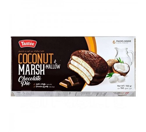 Пирожное бисквитное Coconut Marshmallow вкус кокоса Tastee 150 гр Пирожное бисквитное Coconut Marshmallow вкус кокоса Tastee 150 гр