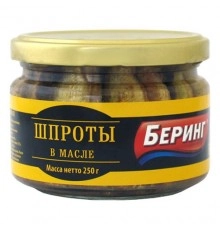 Шпроты крупные в масле с/б Беринг 250 гр