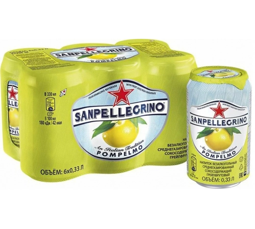 Напиток газированный грейпфрут S.Pellegrino 0,33 л Напиток газированный грейпфрут S.Pellegrino 0,33 л