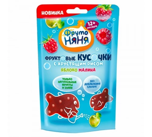 Кусочки фруктовые Яблоко/малина с хр.рисом ФрутоНяня 12 гр Кусочки фруктовые Яблоко/малина с хр.рисом ФрутоНяня 12 гр