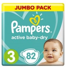 Подгузники Active Baby-Dry 3 6-10 кг Pampers 82шт